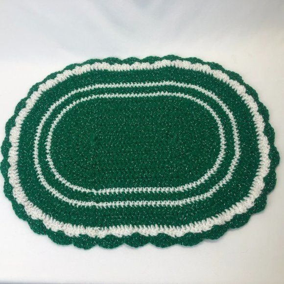Green White Knitted Classic Washable Table Mate - Picture 1 of 7